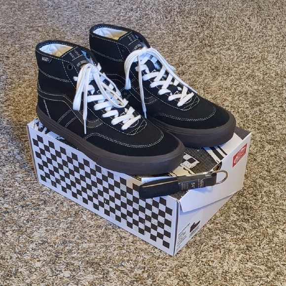 Vans Crockett Decon High Skate Shoes Black Chocolate White Hi Top Mens 7 New - Picture 1 of 7